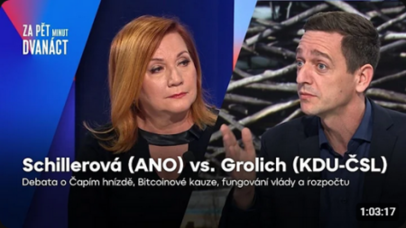 Schillerová vs. Grolich: Čapí hnízdo, Bitcoinová kauza, rozpočet